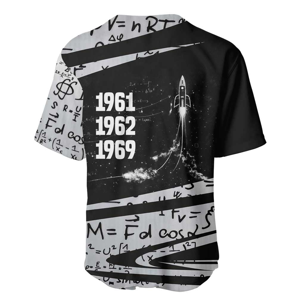 Katherine Johnson Baseball Jersey with Orbital Space Portrait, Historic NASA Launch Dates and Physics - African Pride