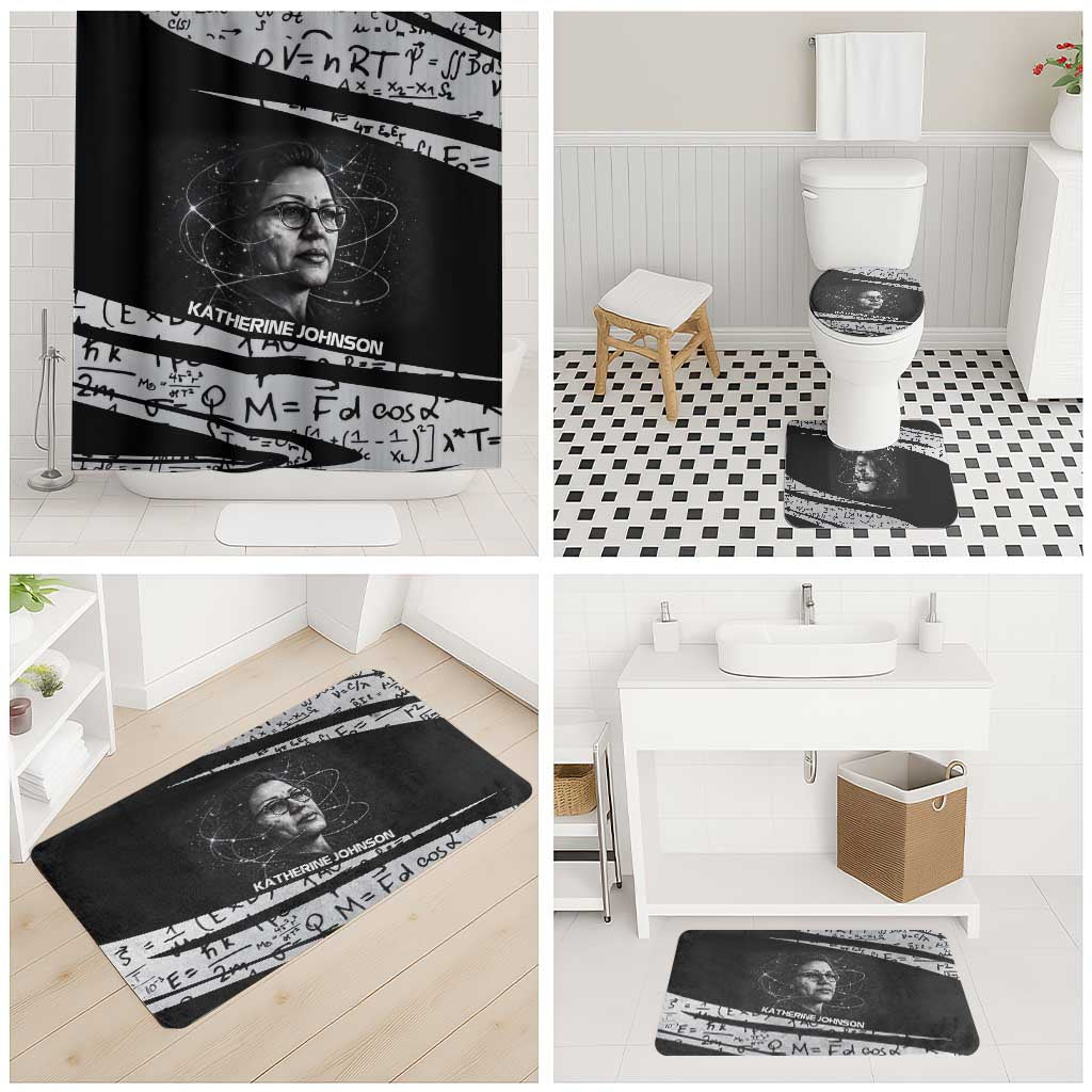 Katherine Johnson Bathroom Set with Orbital Space Portrait, Historic NASA Launch Dates and Physics - African Pride