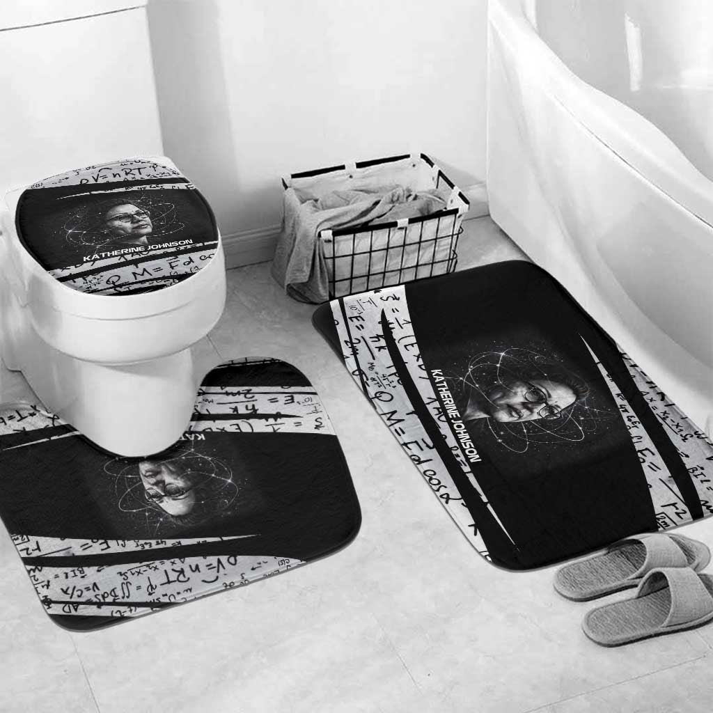 Katherine Johnson Bathroom Set with Orbital Space Portrait, Historic NASA Launch Dates and Physics - African Pride