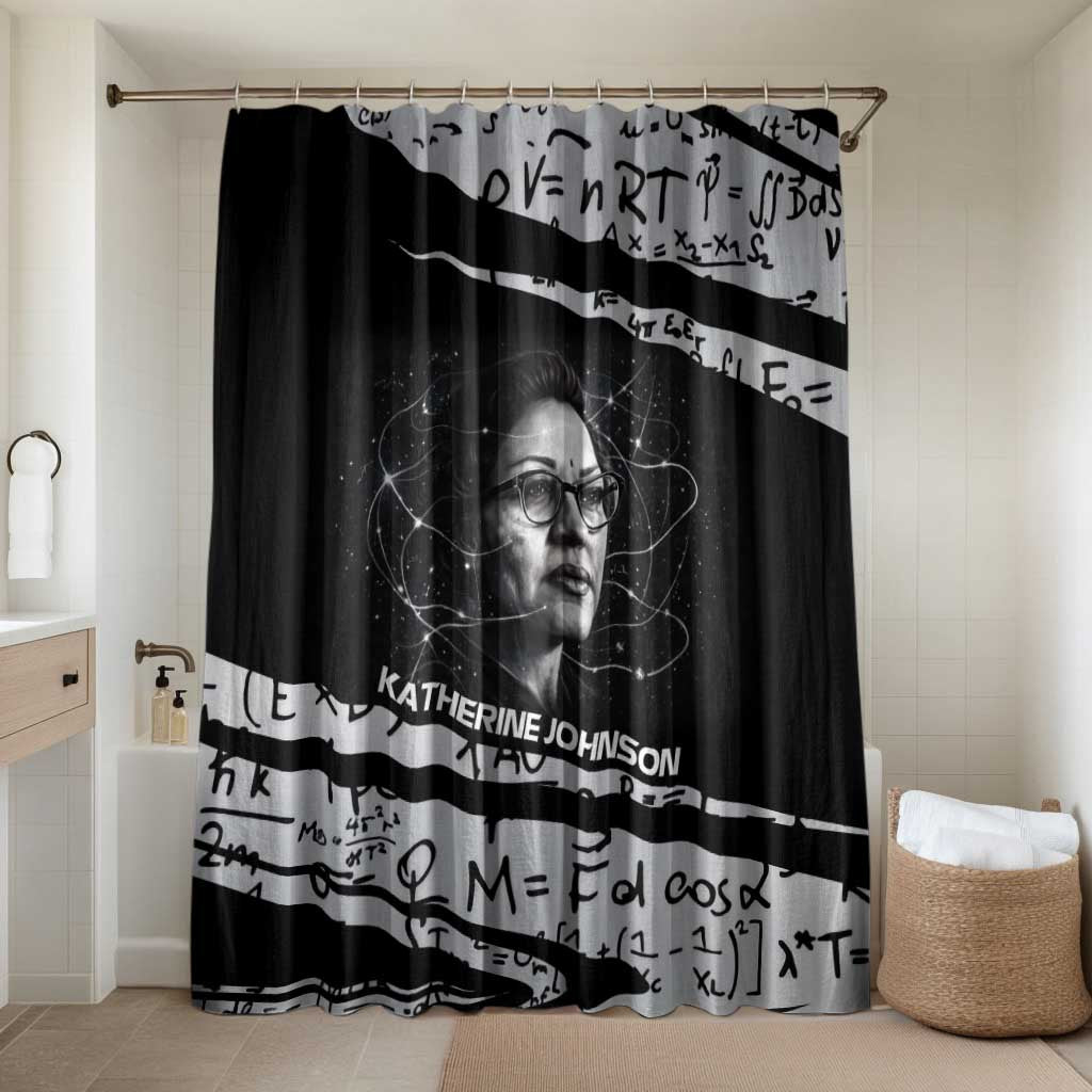 Katherine Johnson Bathroom Set with Orbital Space Portrait, Historic NASA Launch Dates and Physics - African Pride