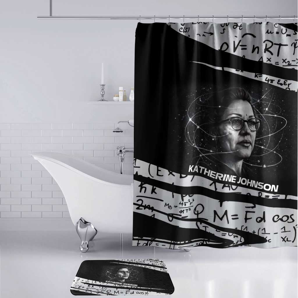 Katherine Johnson Bathroom Set with Orbital Space Portrait, Historic NASA Launch Dates and Physics - African Pride