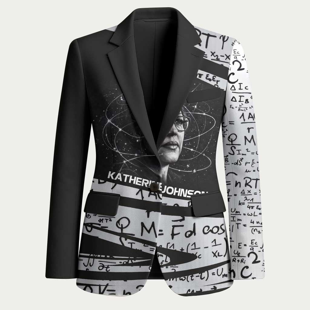 Katherine Johnson Blazer with Orbital Space Portrait, Historic NASA Launch Dates and Physics - African Pride