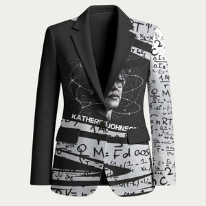 Katherine Johnson Blazer with Orbital Space Portrait, Historic NASA Launch Dates and Physics - African Pride