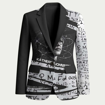 Katherine Johnson Blazer with Orbital Space Portrait, Historic NASA Launch Dates and Physics - African Pride