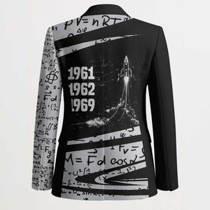 Katherine Johnson Blazer with Orbital Space Portrait, Historic NASA Launch Dates and Physics - African Pride