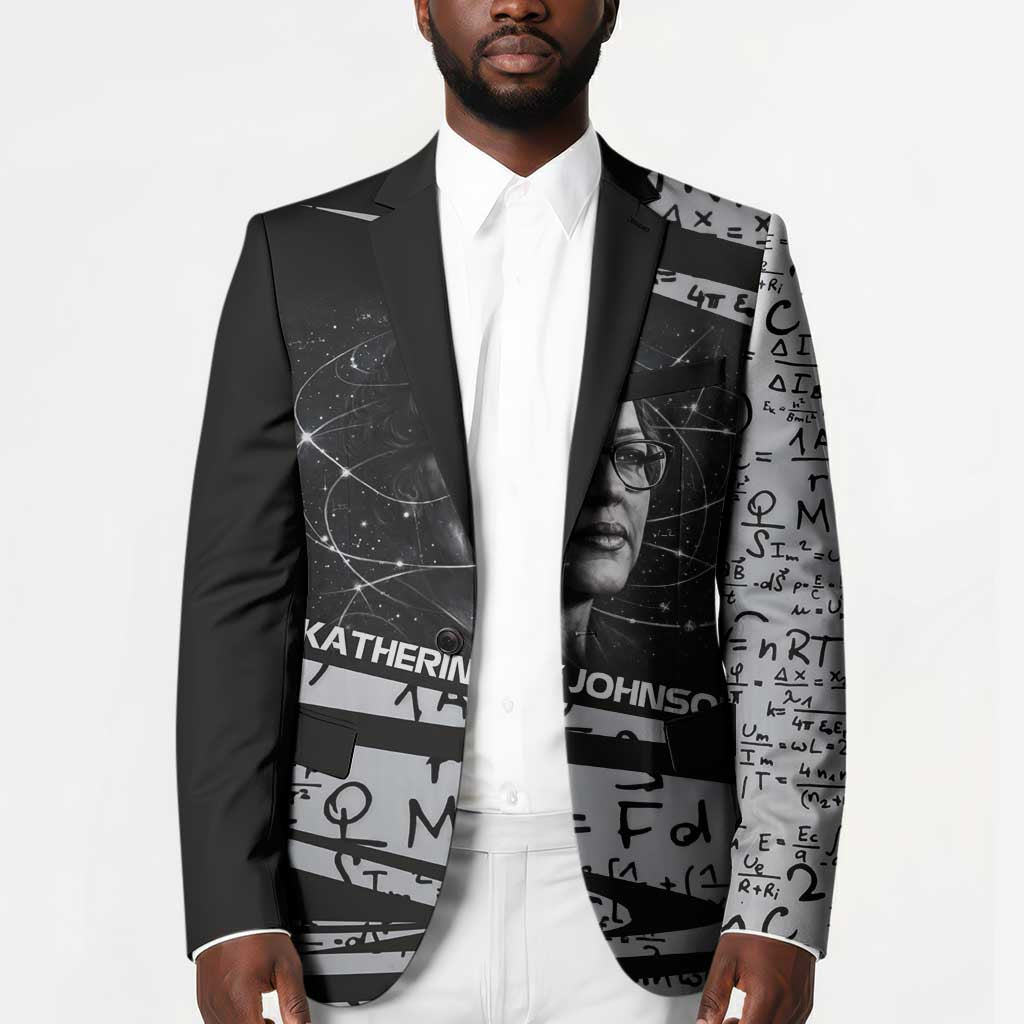 Katherine Johnson Blazer with Orbital Space Portrait, Historic NASA Launch Dates and Physics - African Pride