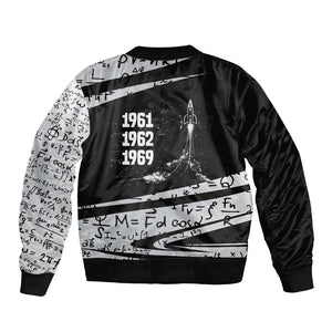 Katherine Johnson Bomber Jacket with Orbital Space Portrait, Historic NASA Launch Dates and Physics - African Pride