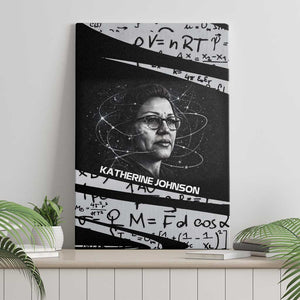Katherine Johnson Canvas Wall Art with Orbital Space Portrait, Historic NASA Launch Dates and Physics - African Pride