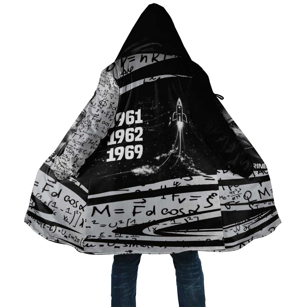 Katherine Johnson Cloak with Orbital Space Portrait, Historic NASA Launch Dates and Physics - African Pride
