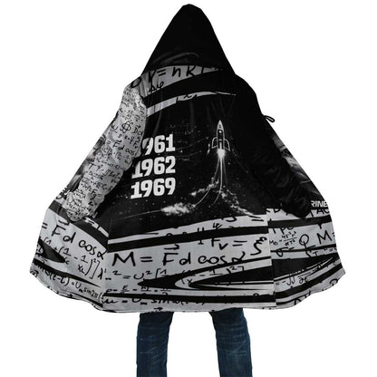 Katherine Johnson Cloak with Orbital Space Portrait, Historic NASA Launch Dates and Physics - African Pride