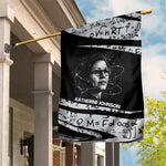 Katherine Johnson Garden Flag with Orbital Space Portrait, Historic NASA Launch Dates and Physics - African Pride