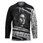Katherine Johnson Hockey Jersey with Orbital Space Portrait, Historic NASA Launch Dates and Physics - African Pride