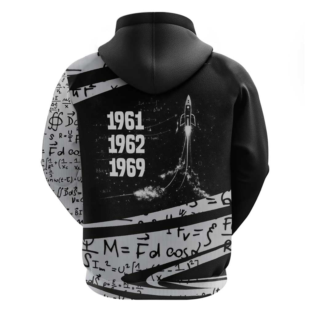 Katherine Johnson Hoodie with Orbital Space Portrait, Historic NASA Launch Dates and Physics - African Pride
