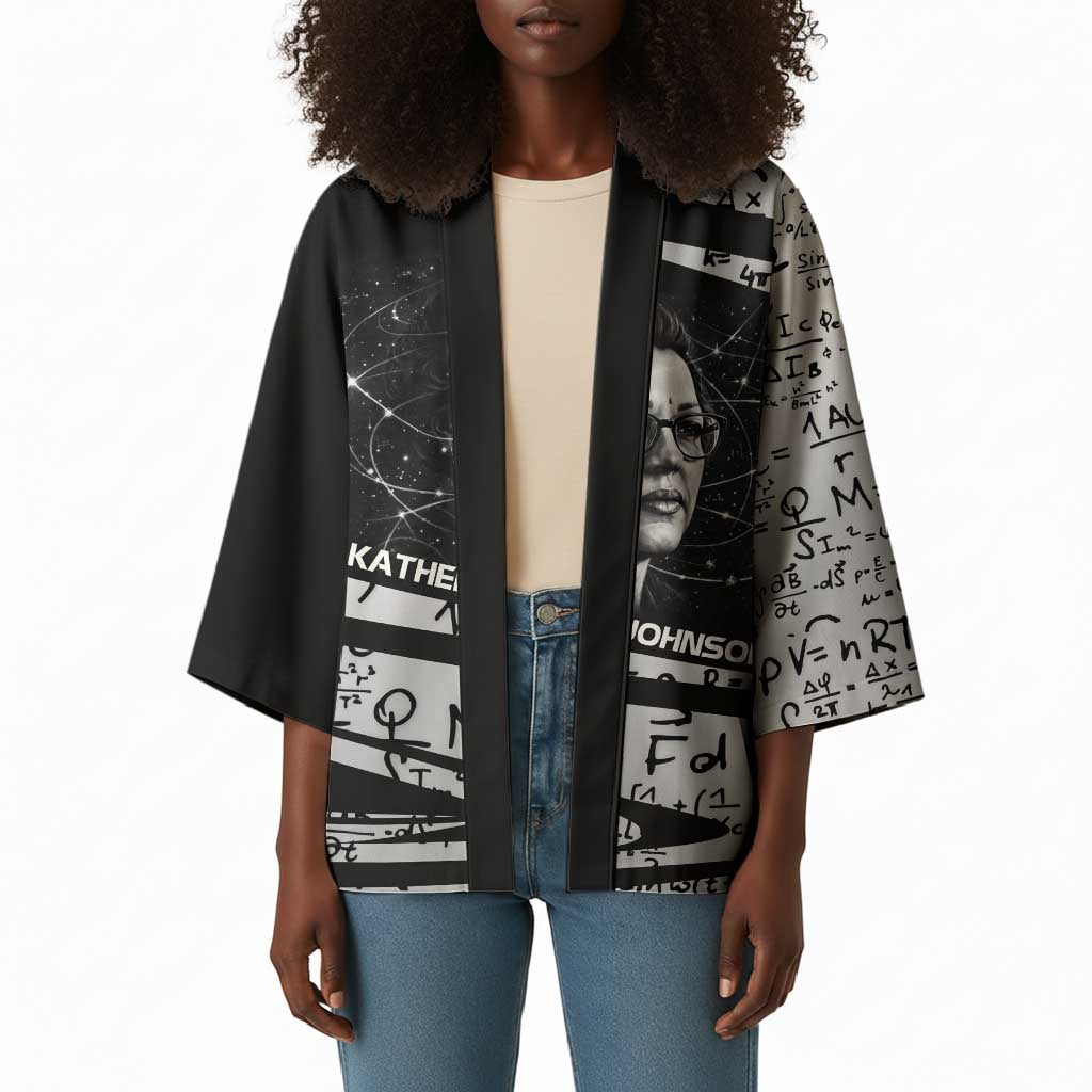 Katherine Johnson Kimono with Orbital Space Portrait, Historic NASA Launch Dates and Physics - African Pride