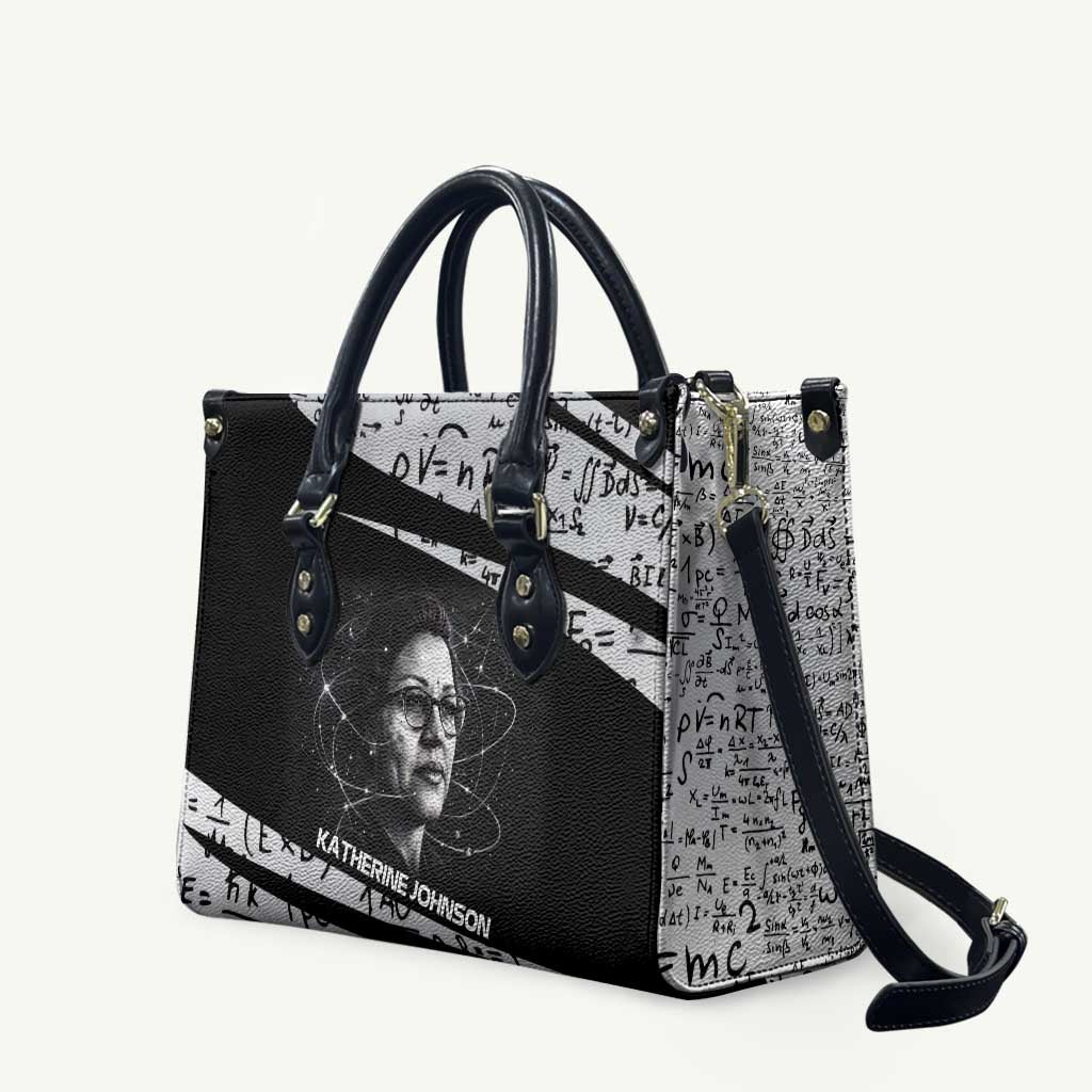 Katherine Johnson Leather Bag with Orbital Space Portrait, Historic NASA Launch Dates and Physics - African Pride
