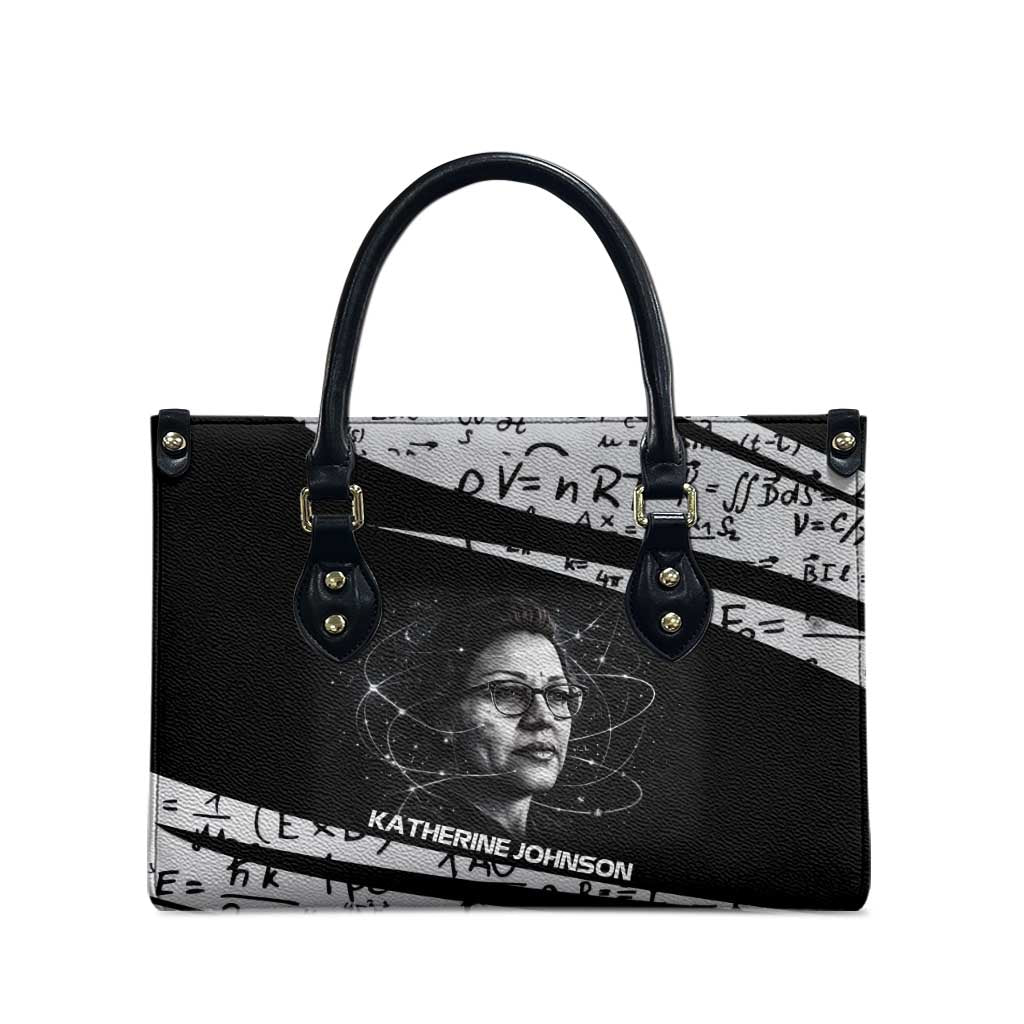 Katherine Johnson Leather Bag with Orbital Space Portrait, Historic NASA Launch Dates and Physics - African Pride