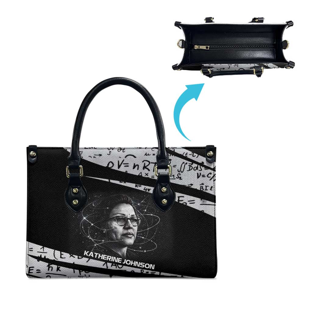 Katherine Johnson Leather Bag with Orbital Space Portrait, Historic NASA Launch Dates and Physics - African Pride