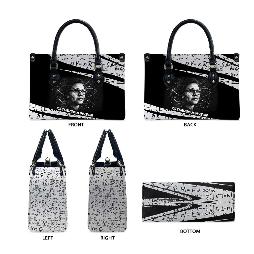 Katherine Johnson Leather Bag with Orbital Space Portrait, Historic NASA Launch Dates and Physics - African Pride