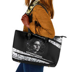 Katherine Johnson Leather Tote Bag with Orbital Space Portrait, Historic NASA Launch Dates and Physics - African Pride