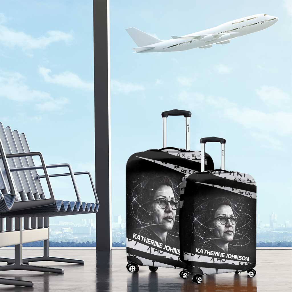 Katherine Johnson Luggage Cover with Orbital Space Portrait, Historic NASA Launch Dates and Physics - African Pride