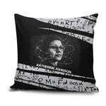 Katherine Johnson Pillow Cover with Orbital Space Portrait, Historic NASA Launch Dates and Physics - African Pride