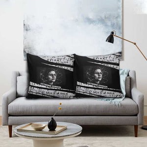 Katherine Johnson Pillow Cover with Orbital Space Portrait, Historic NASA Launch Dates and Physics - African Pride