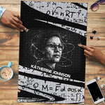 Katherine Johnson Puzzle with Orbital Space Portrait, Historic NASA Launch Dates and Physics - African Pride