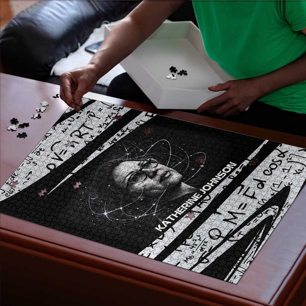 Katherine Johnson Puzzle with Orbital Space Portrait, Historic NASA Launch Dates and Physics - African Pride