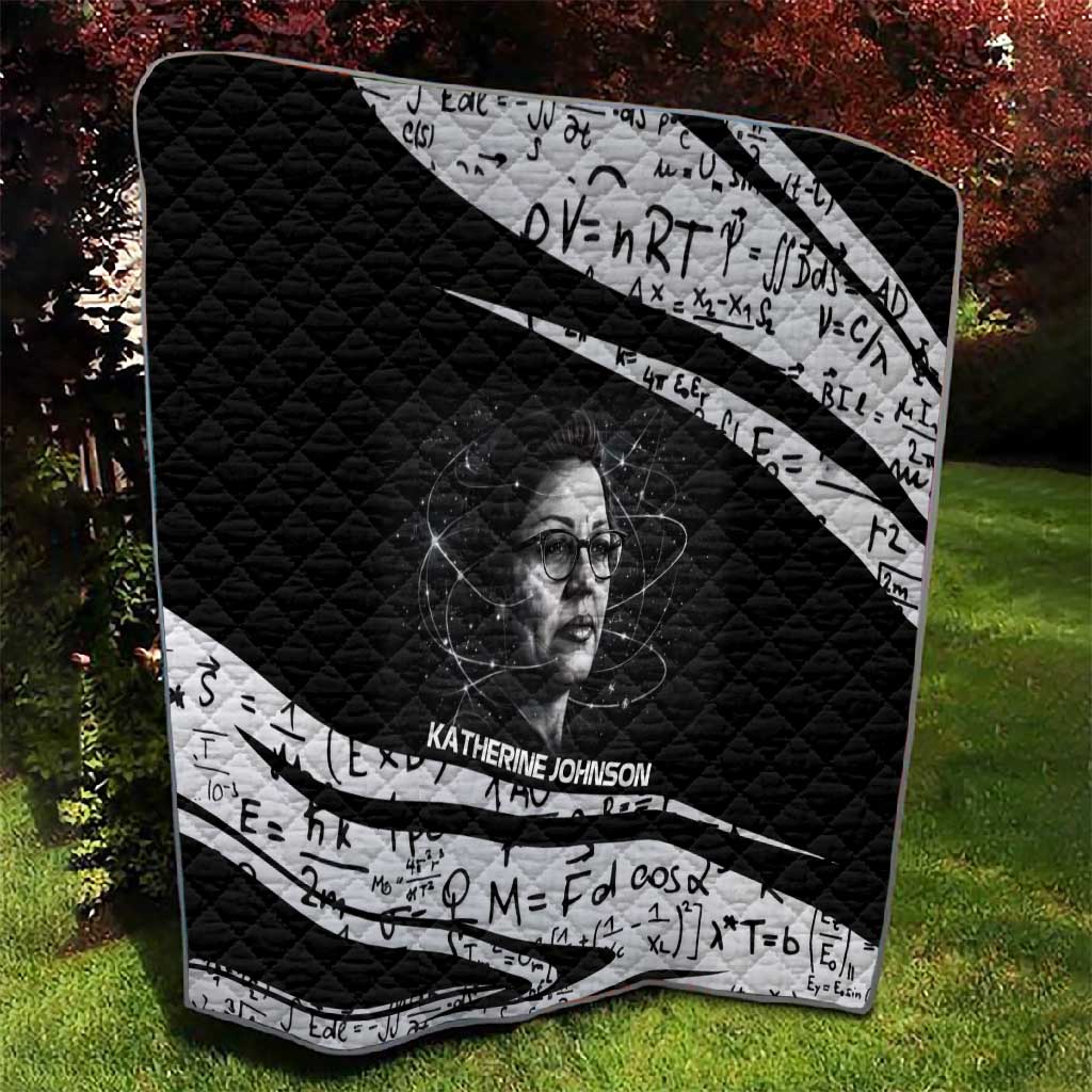 Katherine Johnson Quilt with Orbital Space Portrait, Historic NASA Launch Dates and Physics - African Pride