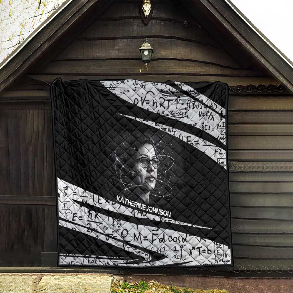 Katherine Johnson Quilt with Orbital Space Portrait, Historic NASA Launch Dates and Physics - African Pride