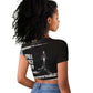 Katherine Johnson Raglan Cropped T shirt with Orbital Space Portrait, Historic NASA Launch Dates and Physics - African Pride