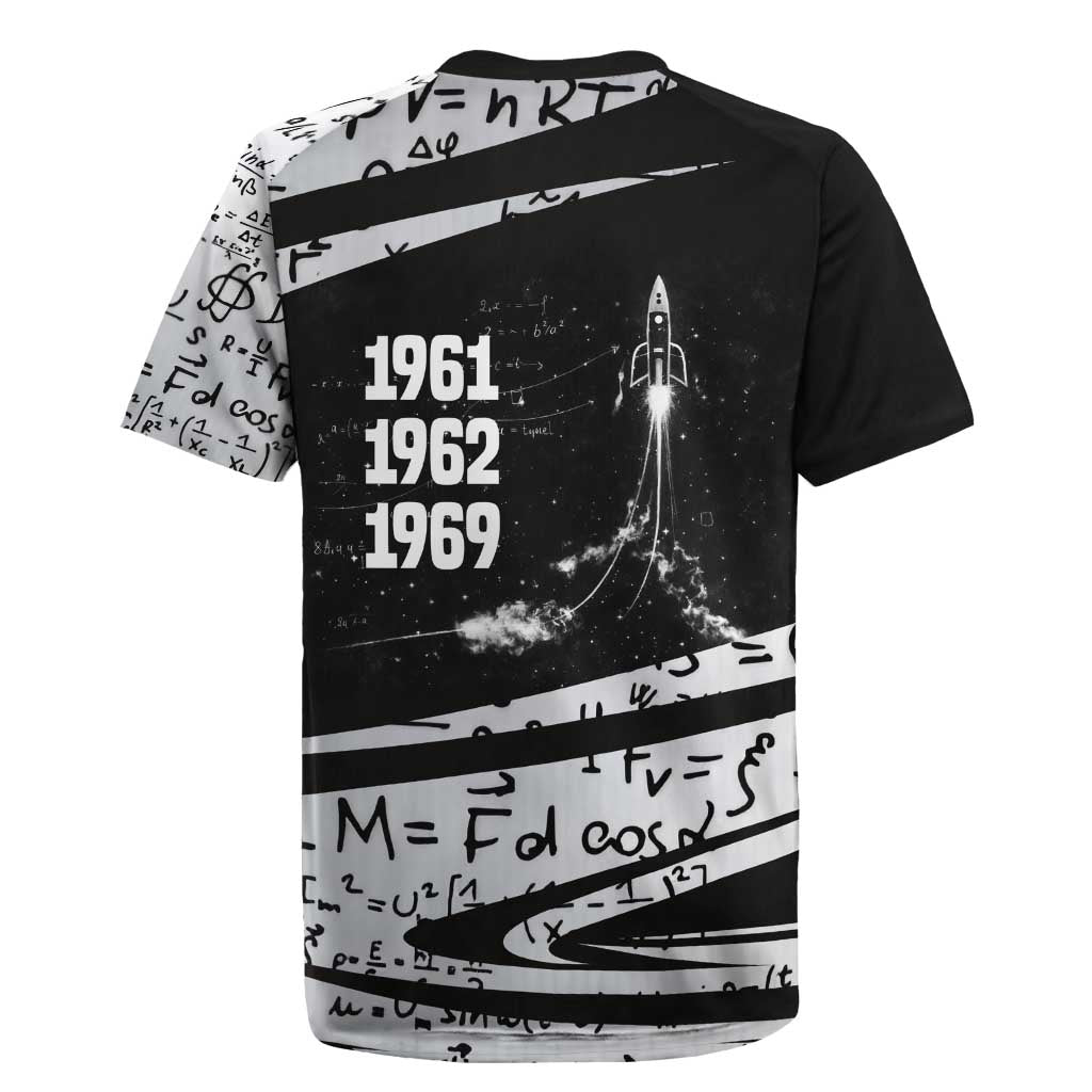 Katherine Johnson Rugby Jersey with Orbital Space Portrait, Historic NASA Launch Dates and Physics - African Pride