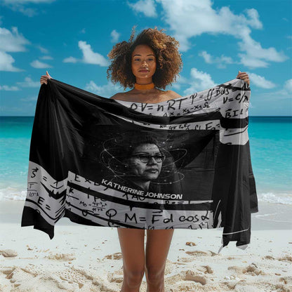Katherine Johnson Sarong with Orbital Space Portrait, Historic NASA Launch Dates and Physics - African Pride