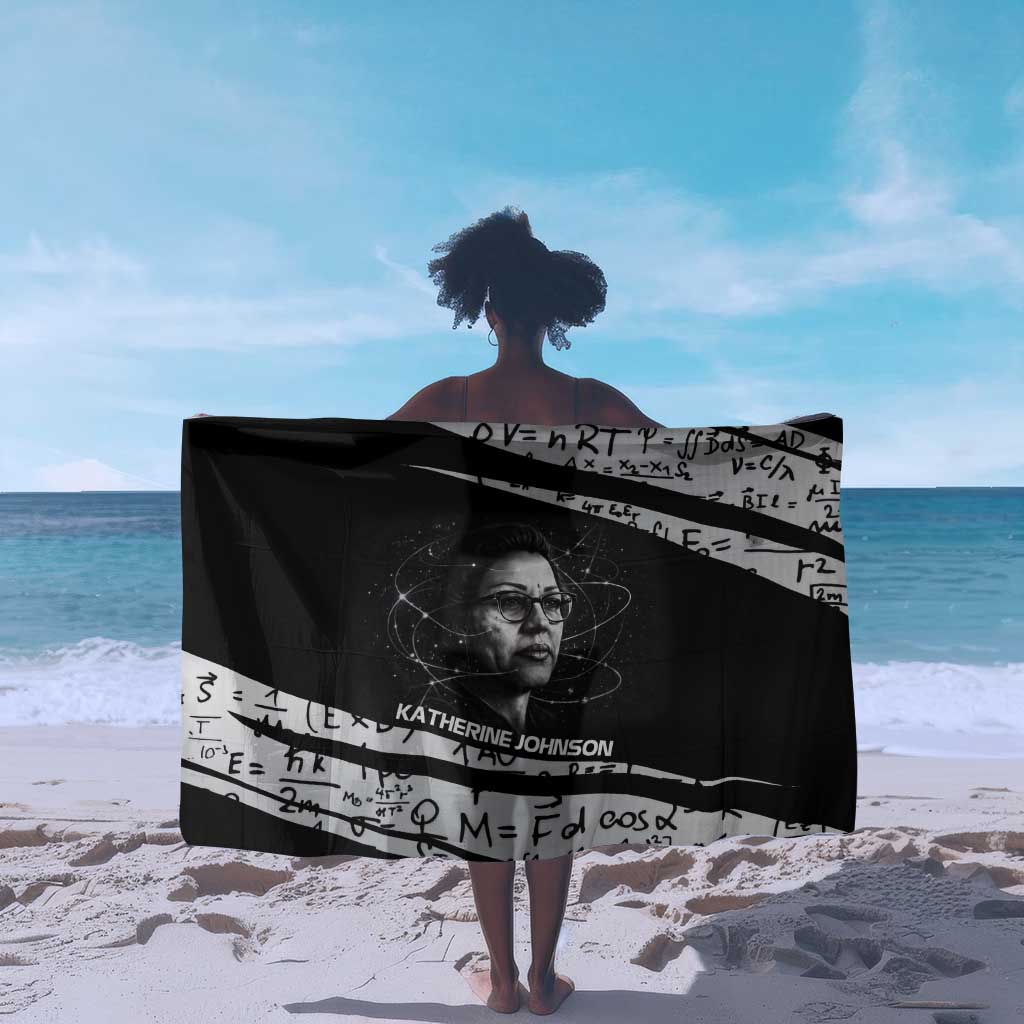 Katherine Johnson Sarong with Orbital Space Portrait, Historic NASA Launch Dates and Physics - African Pride