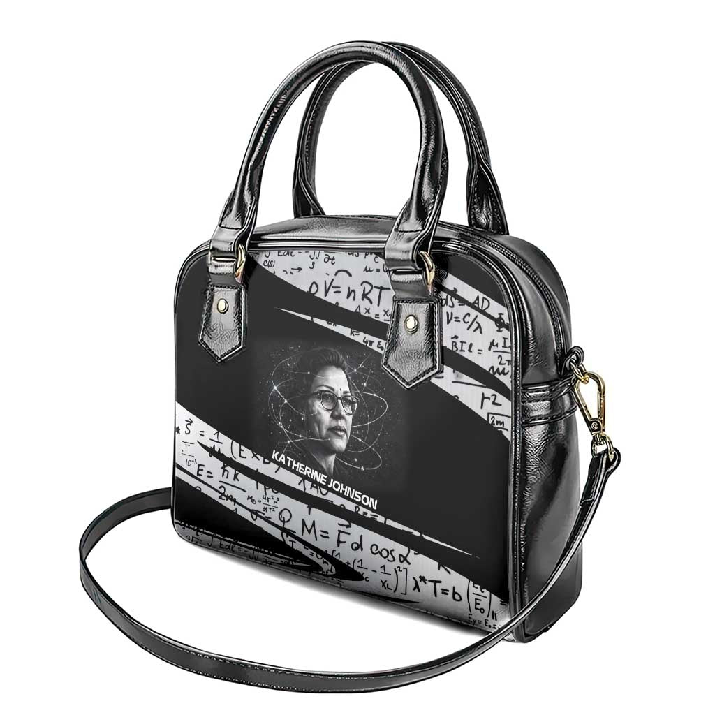 Katherine Johnson Shoulder Handbag with Orbital Space Portrait, Historic NASA Launch Dates and Physics - African Pride