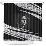Katherine Johnson Shower Curtain with Orbital Space Portrait, Historic NASA Launch Dates and Physics - African Pride