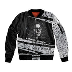 Katherine Johnson Sleeve Zip Bomber Jacket with Orbital Space Portrait, Historic NASA Launch Dates and Physics - African Pride
