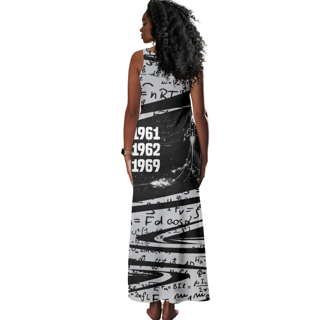 Katherine Johnson Tank Maxi Dress with Orbital Space Portrait, Historic NASA Launch Dates and Physics - African Pride