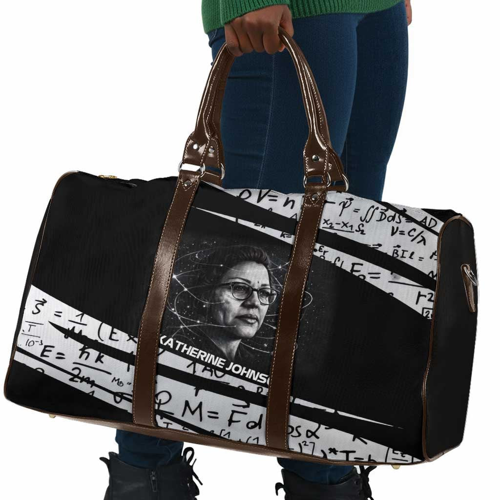 Katherine Johnson Travel Bag with Orbital Space Portrait, Historic NASA Launch Dates and Physics - African Pride