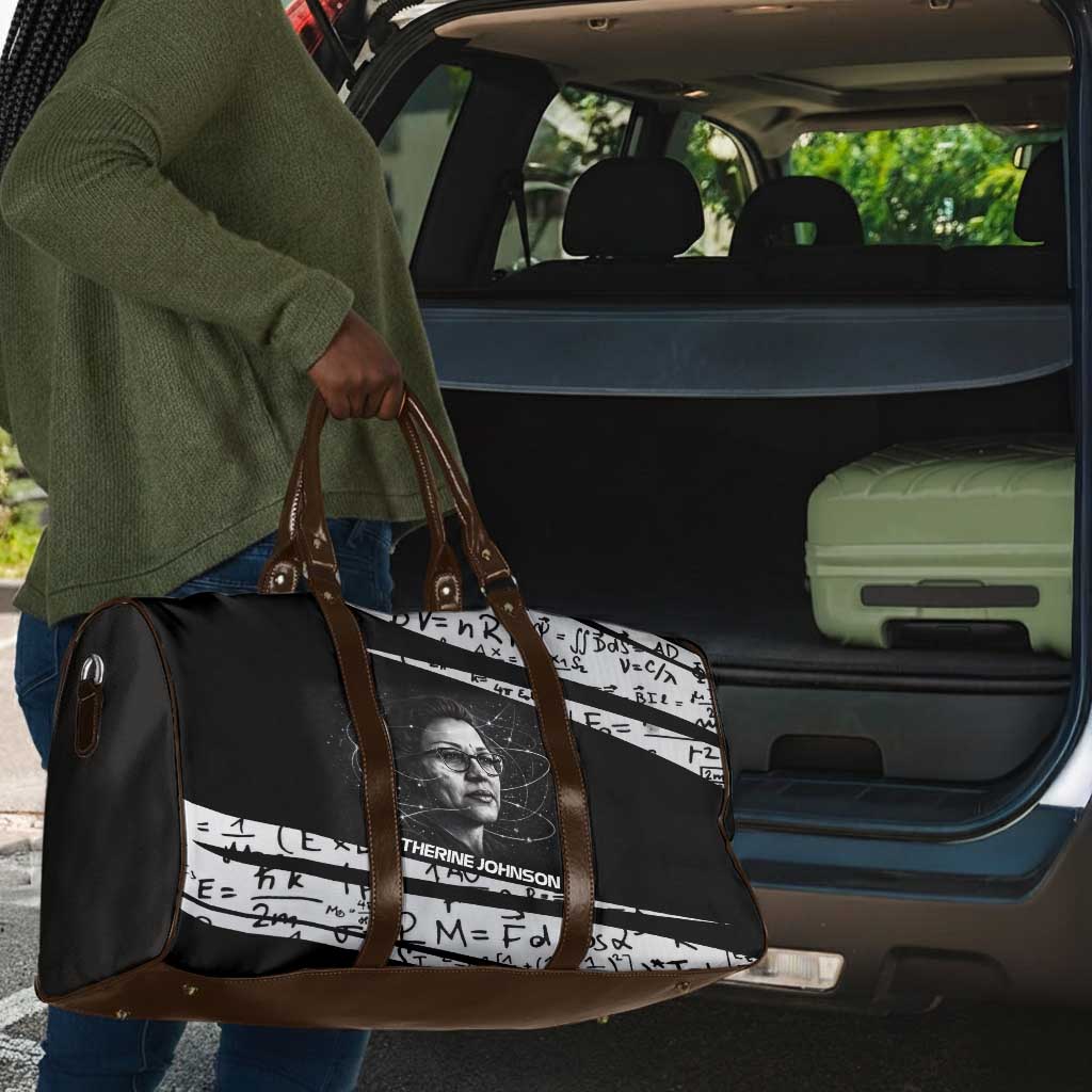Katherine Johnson Travel Bag with Orbital Space Portrait, Historic NASA Launch Dates and Physics - African Pride