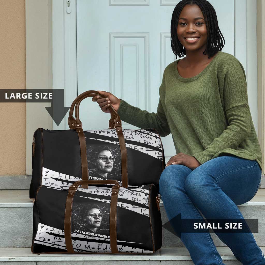 Katherine Johnson Travel Bag with Orbital Space Portrait, Historic NASA Launch Dates and Physics - African Pride