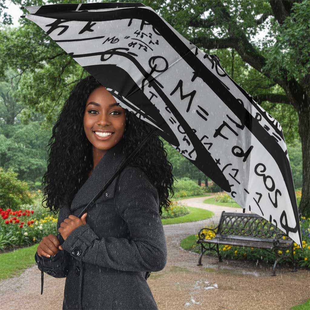 Katherine Johnson Umbrella with Orbital Space Portrait, Historic NASA Launch Dates and Physics - African Pride
