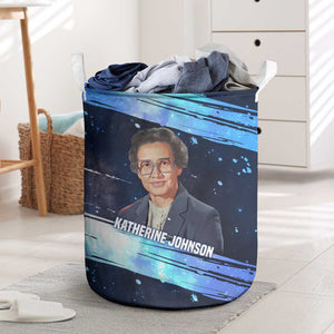 Katherine Johnson Laundry Basket with Galaxy Background, Hidden No More Quote and Rocket Brain Equation - African Pride