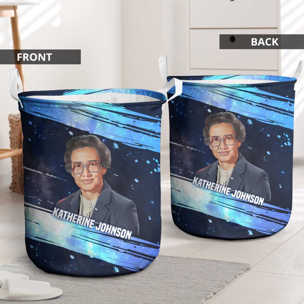 Katherine Johnson Laundry Basket with Galaxy Background, Hidden No More Quote and Rocket Brain Equation - African Pride