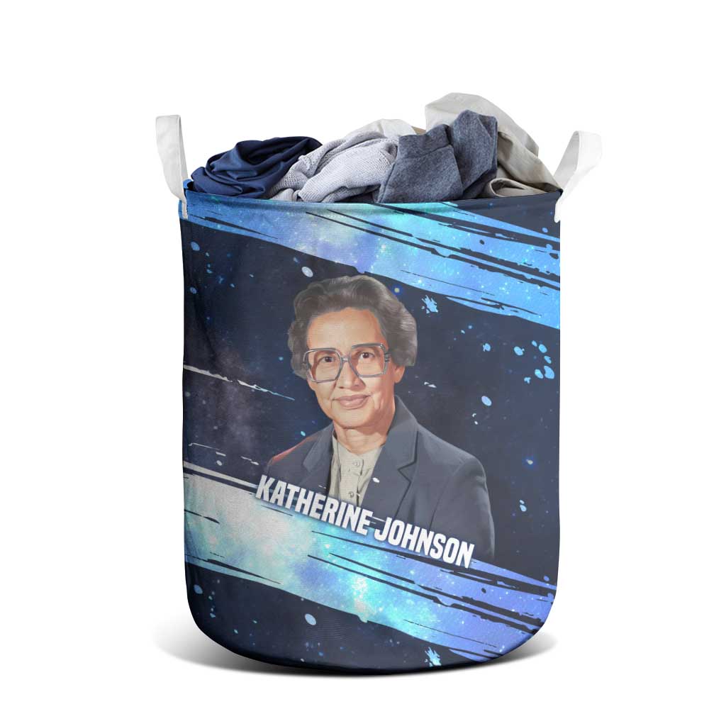 Katherine Johnson Laundry Basket with Galaxy Background, Hidden No More Quote and Rocket Brain Equation - African Pride