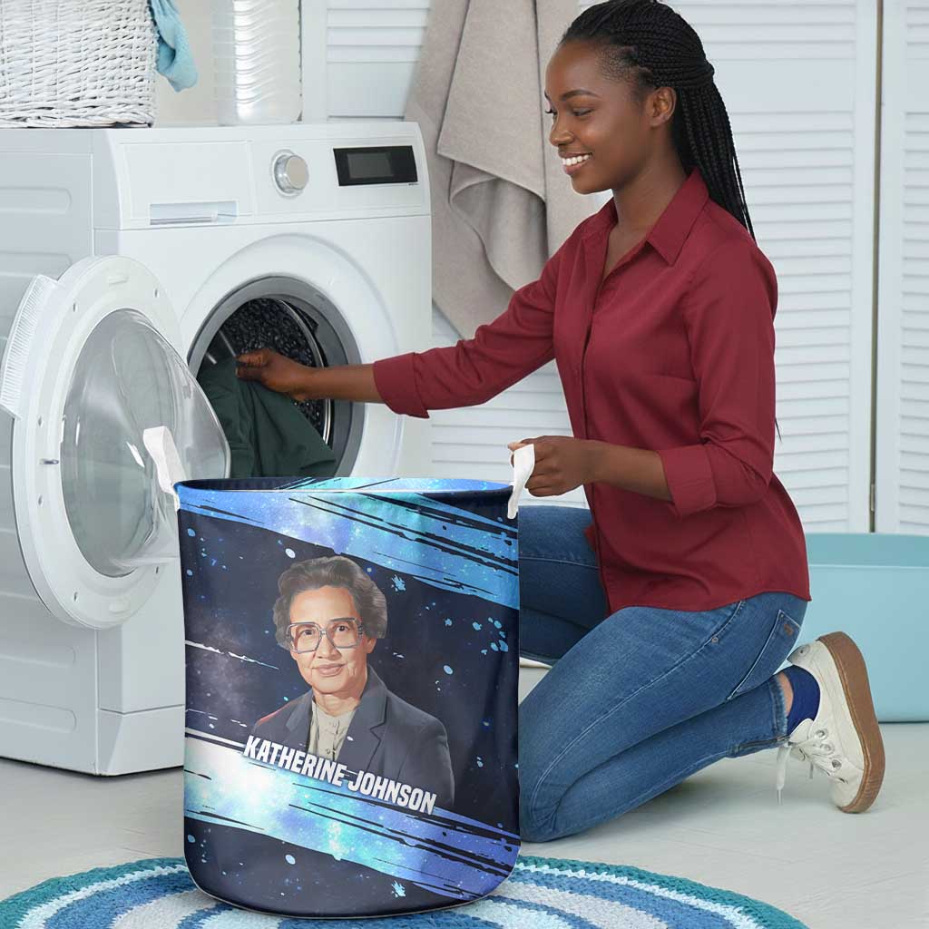 Katherine Johnson Laundry Basket with Galaxy Background, Hidden No More Quote and Rocket Brain Equation - African Pride