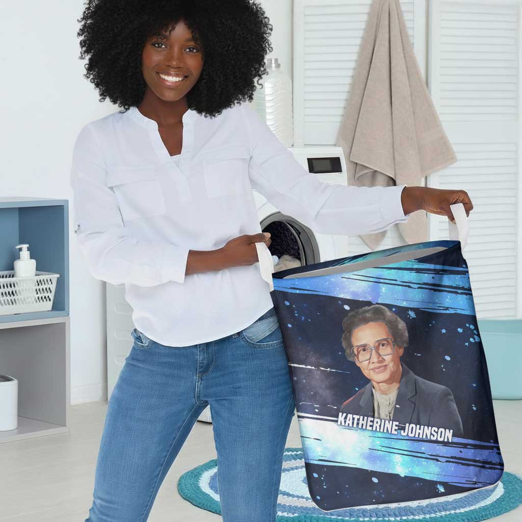 Katherine Johnson Laundry Basket with Galaxy Background, Hidden No More Quote and Rocket Brain Equation - African Pride