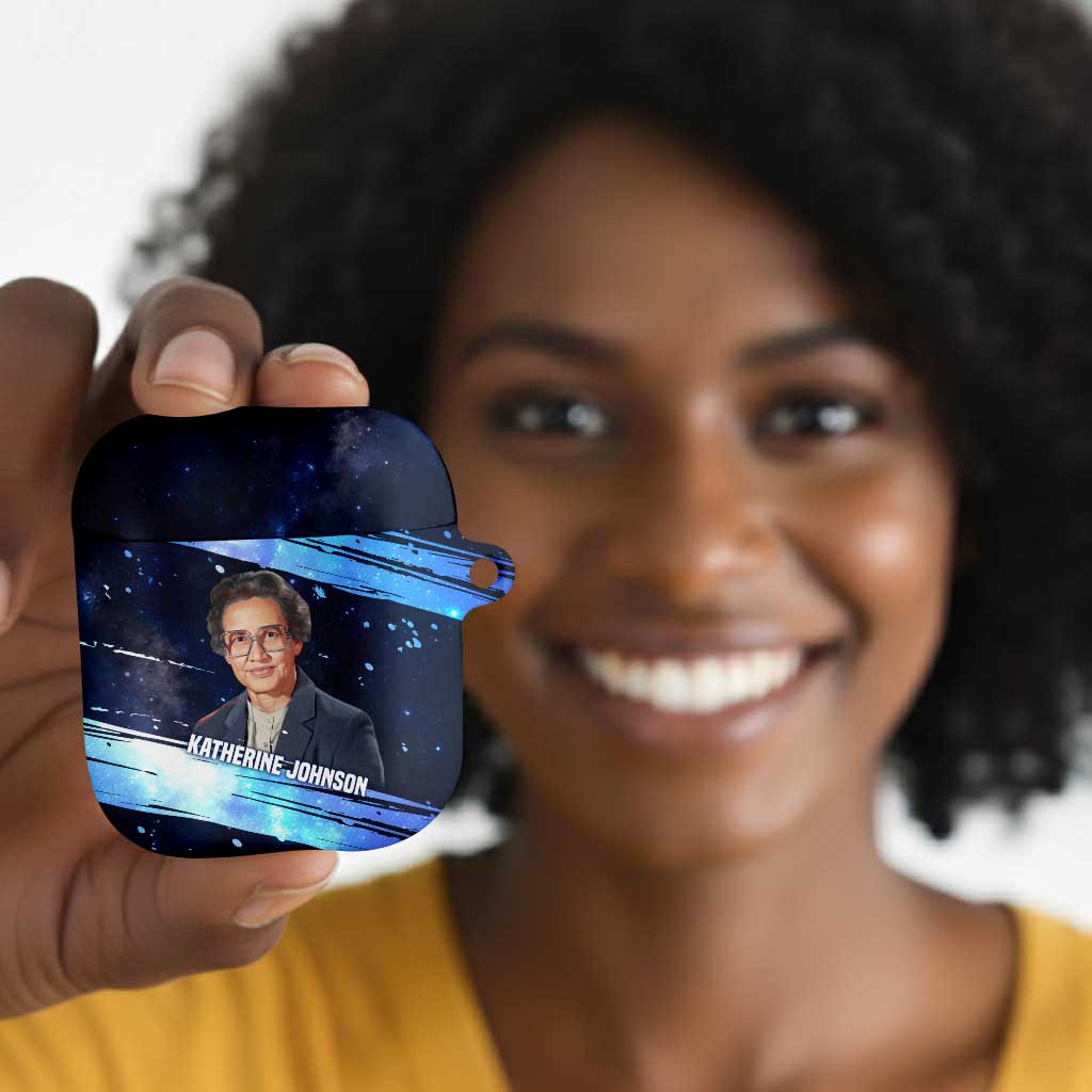 Katherine Johnson AirPods Case with Galaxy Background, Hidden No More Quote and Rocket Brain Equation - African Pride