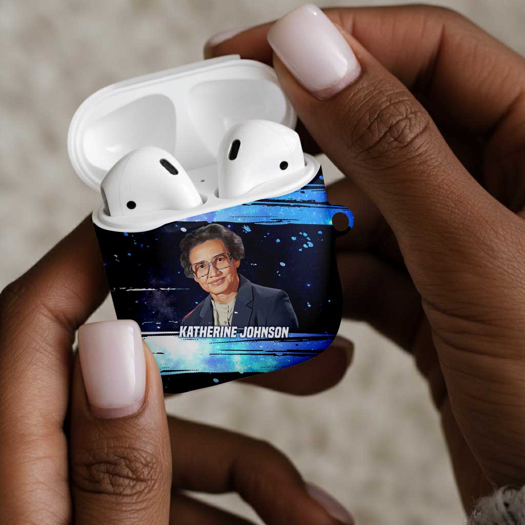 Katherine Johnson AirPods Case with Galaxy Background, Hidden No More Quote and Rocket Brain Equation - African Pride