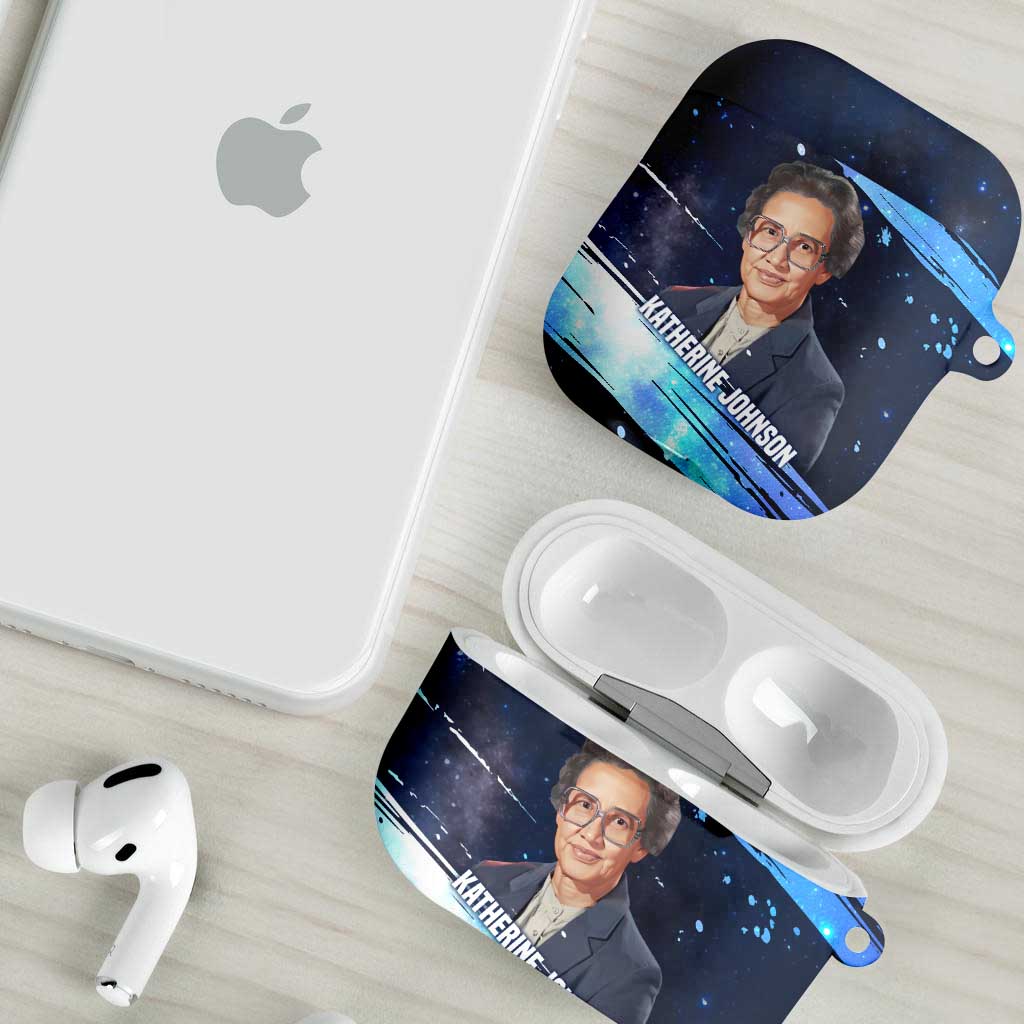 Katherine Johnson AirPods Case with Galaxy Background, Hidden No More Quote and Rocket Brain Equation - African Pride